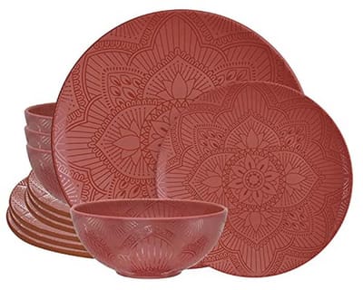 12-delige BPA-vrije melamine serviesset voor 4 personen - Vaatwasmachinebestendig en milieuvriendelijk