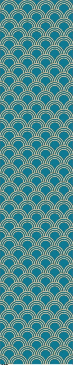 Voorgelijmd vliesbehang - SCANDINAVISCHE ART DECO TURKOOISBLAUWE BOGEN - 1 rol van 300x60cm