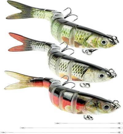 Drie Stuks Wobblers voor Snoekvissen, Jerkbait Lures Set voor Zoet en Zout Water, Perfect voor Hobbyvissers en Professionals