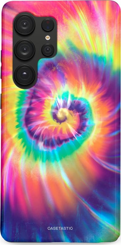 Casetastic hoesje geschikt voor Samsung Galaxy S25 Ultra - Dubbellaagse bescherming - Kleurrijke draaikolk - Fashion Case - Donkerblauw Roze Goud Lavendel