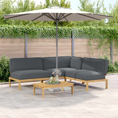 vidaXL - Bankstel - 4 - st - Antraciet - Massief - Acacia - Hout