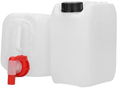 2 x 5000 ml Jerrycan UN gekeurd HDPE naturel + 2x Dop Zwart + 1x Tap kraan - BPA Vrij - Niet Breekbaar - Jerrycan UN gekeurd - 2 stuks