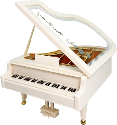 Muziekdoos Piano - Speeldoos Melodie - Cadeau Idee - Mechanisch Speelwerk - 114 x 76 x 127 cm - Wit