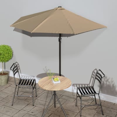 vidaXL - Balkonparasol - half - met - aluminium - paal - 270x144 - cm - taupe