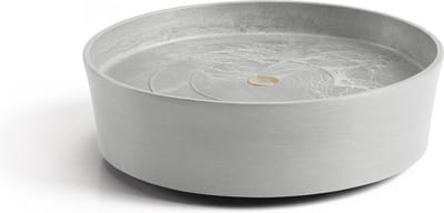Ecopots Saucer Wheels - White Grey - Ø28,7 x H8,3 cm - Ronde witgrijze onderschotel op wielen met waterreservoir