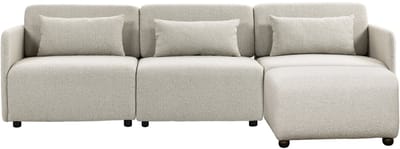 Merax Modulaire Bank Mia 3 Zits met Hocker - Bouclé Stof - 280 x 176 x 87 cm - Beige - Cloud Sofa voor Woonkamer