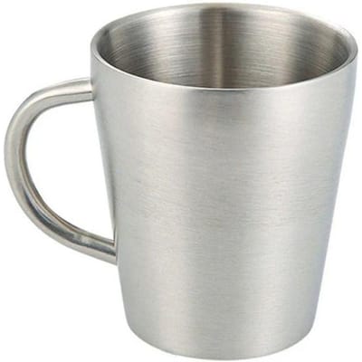 Tasse à eau à double paroi 300 ml avec poignée Acier inoxydable 304 Maison Salle à manger Boissons Tasses Tasse à bière Cuisine Or Argent Tasses à café gray