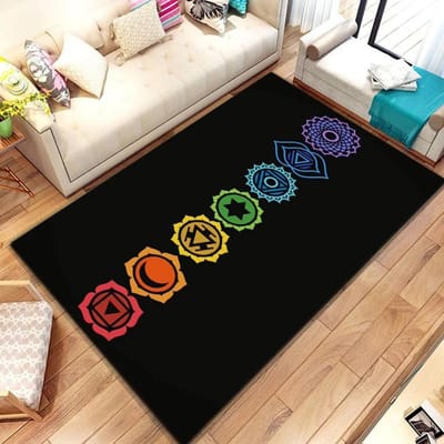 Nieuw In Rainbow 7 Chakra Mandala Boheemse Vloerkleed, Tapijt voor Woonkamer Slaapkamer Bank Deurmat Decoratie, Yoga Zachte Antislip Vloermat 50x80cm (20x31in)