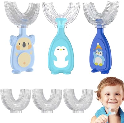Dailygoods- Kindertandenborstel U-vorm - Zachte siliconen borstelharen - Peuter tandenreiniger - Kindvriendelijk ontwerp - Veilig en duurzaam - Geschikt voor dagelijks gebruik - Peutertandenborstel