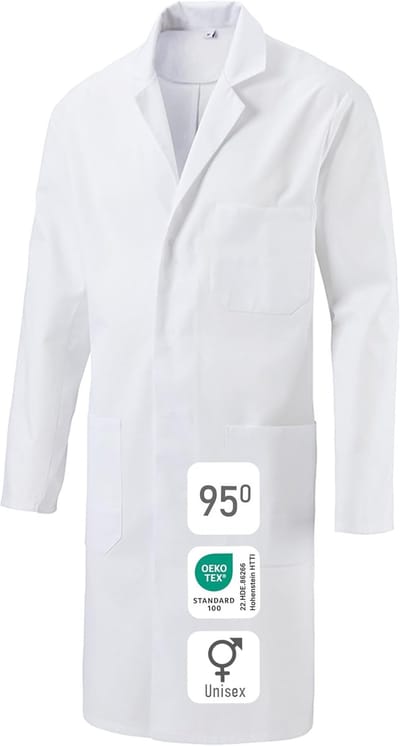 Unisex Laboratoriumjas met Zakken en Drukknoopsluiting - Katoen of Polykatoen