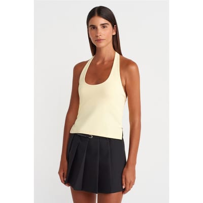 Slim Fit Halter Neck Cut-Out Top