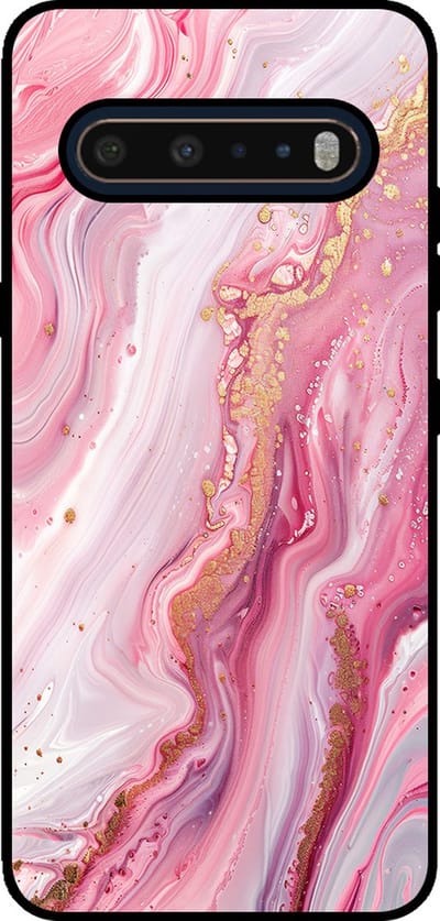 Smartphonica Telefoonhoesje Geschikt voor LG V60 met marmer opdruk - TPU backcover case marble design - Roze geschikt voor LG V60