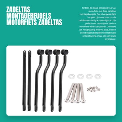 Dailygoods- Zadeltasbeugels set - Roestvrij staal - Antiroest - Universale pasvorm - Motorfiets - Hoogwaardige stijfheid - Motorfietsbeugels