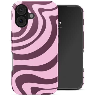 Selencia Hoesje - Geschikt voor Apple iPhone 17 - Backcover - Wavy Swirl Pink Plum