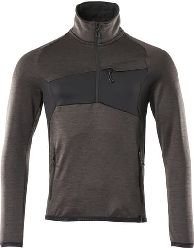 Mascot Accelerate Fleecetrui met korte rits 18003-316 - donkerantraciet/zwart - 3XL