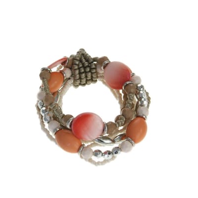 Behave - Kralenarmband zalm oranje bruin - casual kleuraccent cadeau