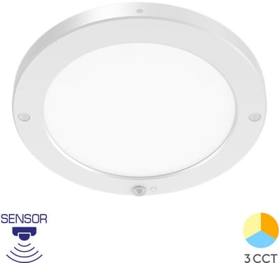 Braytron - LED Plafondlamp met Bewegingssensor + Dag en Nacht Sensor - 20W - Aanpasbare Kleur CCT - 360° Zichthoek - Opbouw/Inbouw - Rond - Mat Wit