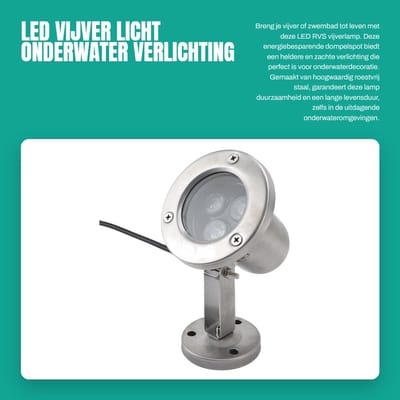 Dailygoods- Vijverlicht - Stevig Roestvrij Staal - LED Dompelspot - Energiebesparend - Onderwaterverlichting - Eenvoudige Installatie - Onderwaterlamp
