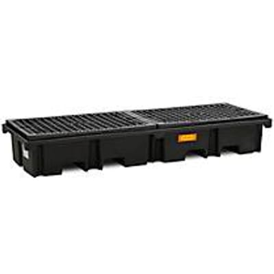 PE palletschacht CEMO 425/4e voor 2 europallets in de lengte, L 2420 x B 880 x H 390 mm, 425 l, voor 4 x 200 l vaten, PE rooster