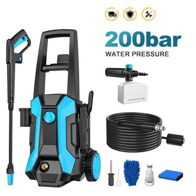 Archi 200Bar Elektrische Hogedrukreiniger – Hogedrukspuit - Autowaspistool Met 180° Verstelbare Spuitmond – 8 Meter Slang - Blauw
