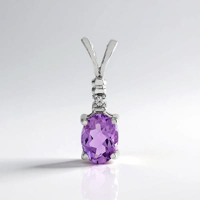 Cavill - Zilveren Hanger 925 Sterling Zilver Platina Geplateerd - 0,98 ct Uruguay Amethist Ovaal - Paars - Cambodjaanse Zirkonia