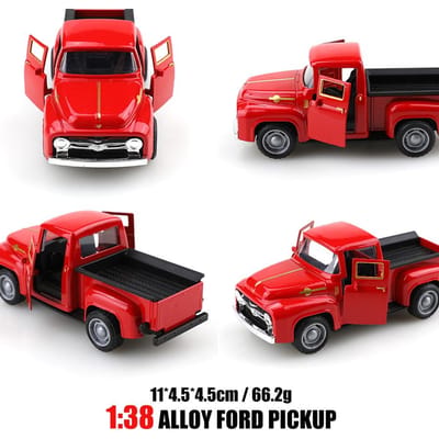 (Verpakt)1:38 Klassieke Retro F100 Pick-up, Legeringsmodelauto, Meerdere Kleuren, Metalen Kinderauto, Cadeau voor Jongens, Auto-Ornamenten black