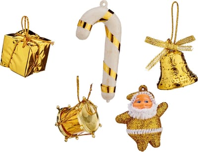 Krist+ Kerstornamenten inclusief piek - 24 st - kunststof - goud - voor mini kerstboom