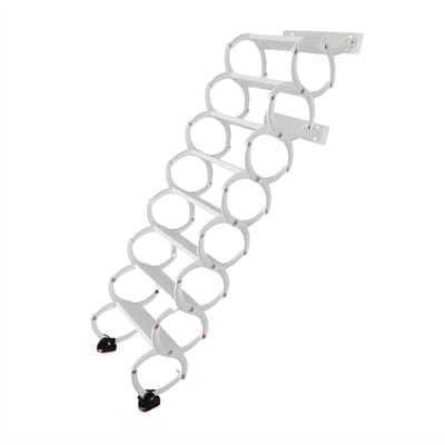 Telescopische zoldertrap - Voor toegang tot zolder - Uittrekbare telescopische trapladder met 8 treden - Intrekbare ladder - Wit