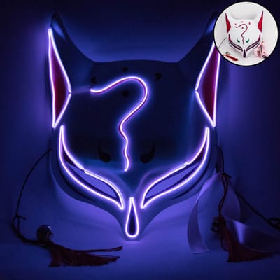 Nivard Halloween Masker - Volwassenen - Enge Maskers - Horror Masker - Led Masker - Vos - Paars