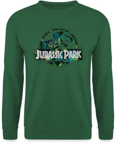 Jurassic Park Logo Met T-Rex Bladeren Ontwerp Sweater Heren