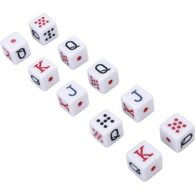 Ensemble de 10 dés 16MM Plastique 6 Faces Dés Numérotés JQK Cubes pour Jeux de Table Jeux de Plateau Blanc white