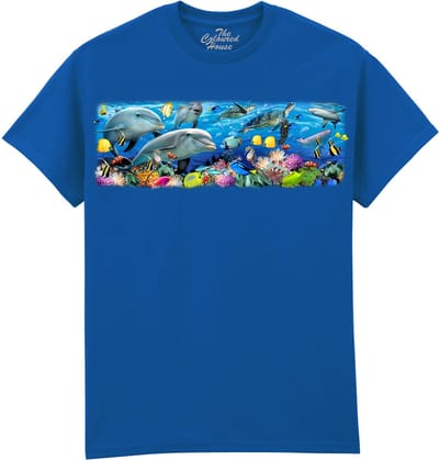 Dolfijnen Schildpad Vissen Undersea Panorama The Coloured House T-shirt M