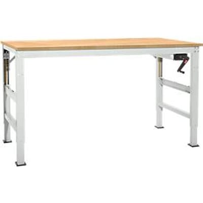 Werktafel Ergo K, met zwengel,  1250 x 800 mm, tafelblad multiplex, lichtgrijs