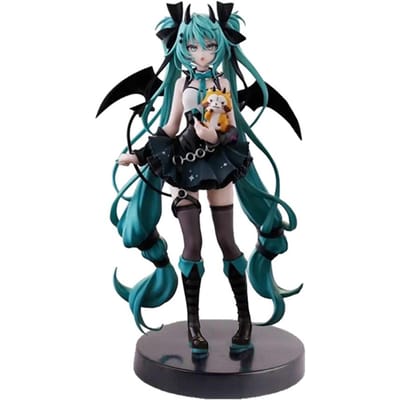 Mooie 19CM Anime Kleine Duivel Hatsune Miku Handgemaakt Kleine Wasbeer Chuyin Duistere Engel Handgemaakt PVC Model Animatie Randaccessoires Ornamenten black