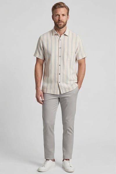 Giordano – Puglia – Heren – Korte mouwen – Streep – Overhemd - Angel Falls – 616823-61
