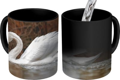 Magische Mok - Foto op Warmte Mokken - Koffiemok - Zwaan - Water - Dieren - Vogel - Magic Mok - Beker - 350 ML - Theemok