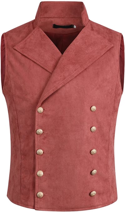 ALLTHEMEN Heren Dubbelrijig Effen Staande Kraag Gilet Vest - Comfortabele en Stijlvolle Vest - L