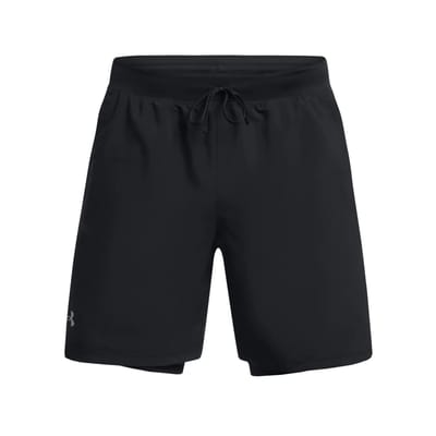 Under Armour UA LAUNCH 7'' 2-IN-1 SHORTS-BLK Heren Sportbroek - Zwart - Zwart - Reflective