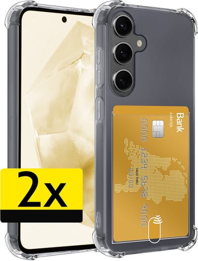 Hoesje - 2 Stuks - Geschikt voor Samsung Galaxy A36 - Met Pashouder en Kaarthouder - Telefoon Hoes Shockproof - Siliconen Case - Back Cover - Shock Proof - Pasjes Houder - Telefoonhoesjes - Transparant