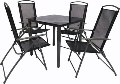 5-delige tuinmeubel zitgroep tuinmeubel glazen tafel stoelen hoge rug set 80S