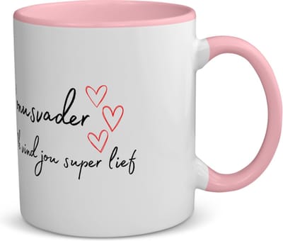 Akyol - bonusvader ik vind jou super lief koffiemok - theemok - roze - Papa - de liefste bonusvader - vader cadeautjes - vaderdag - verjaardag - geschenk - kado - 350 ML inhoud