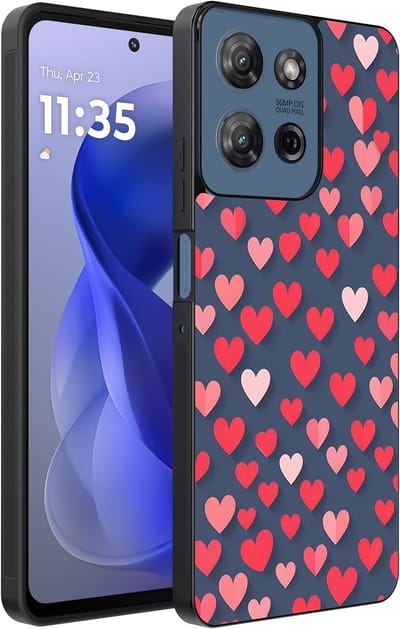 Smartphonica Telefoonhoesje Geschikt voor Motorola Moto G Power 2025 / G Play 2025 met Roze en Rode Hartjes Opdruk - TPU Backcover Case With Rosé and Red Heart Design geschikt voor Motorola Moto G Play 2025;Motorola Moto G Power 2025