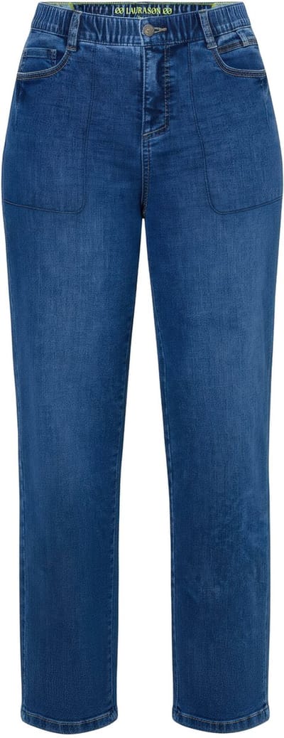Laurasøn - Dames - Denim broek met wijde pijpen - Blauw denim - Maat 42