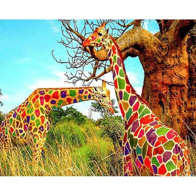 Broderie Diamant Girafe Colorée 5D DIY Peinture Diamant Mosaïque Images Décoration Maison 20X30CM black
