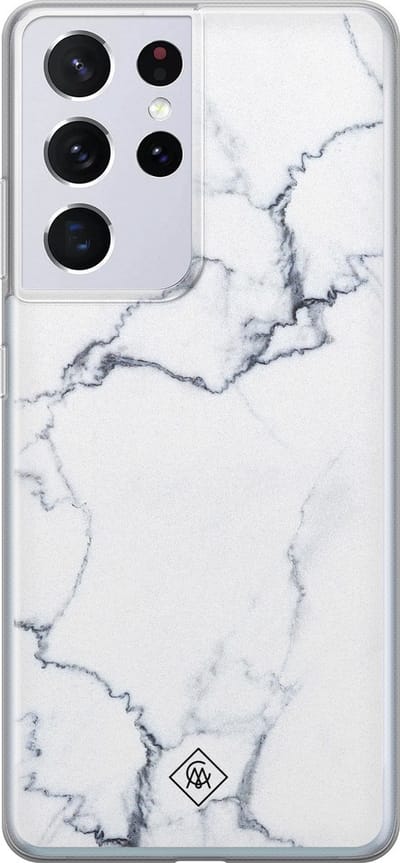 Casimoda® hoesje - Geschikt voor Samsung S21 Ultra - Marmer Grijs - Backcover - Siliconen/TPU - Grijs