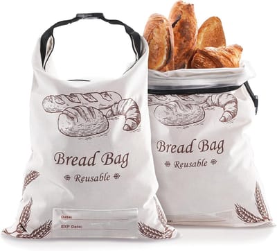 Herbruikbare Linnen en Katoenen Broodzakken voor Zelfgemaakt Brood - Grote Capaciteit met Datumlabel - 12.5 x 16.5 cm