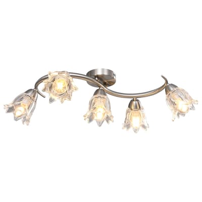 vidaXL Plafondlamp met glazen tulpvormige kappen 5xE14 transparant