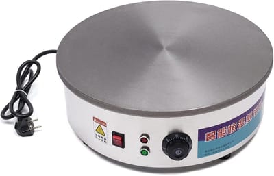 Crêpes Maker Elektrisch - Pannenkoekenplaat - Thuis Bakken - Antikleefcoating - 45 cm diameter - Zilver