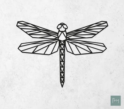 Laserfabrique Wanddecoratie - Geometrische Libelle - Medium - Zwart - Geometrische dieren en vormen - Houten dieren - Muurdecoratie - Line art - Wall art