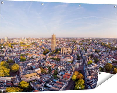 Gards Tuinposter Utrecht vanuit de Lucht - 120x80 cm - Tuindoek - Tuindecoratie - Wanddecoratie buiten - Tuinschilderij